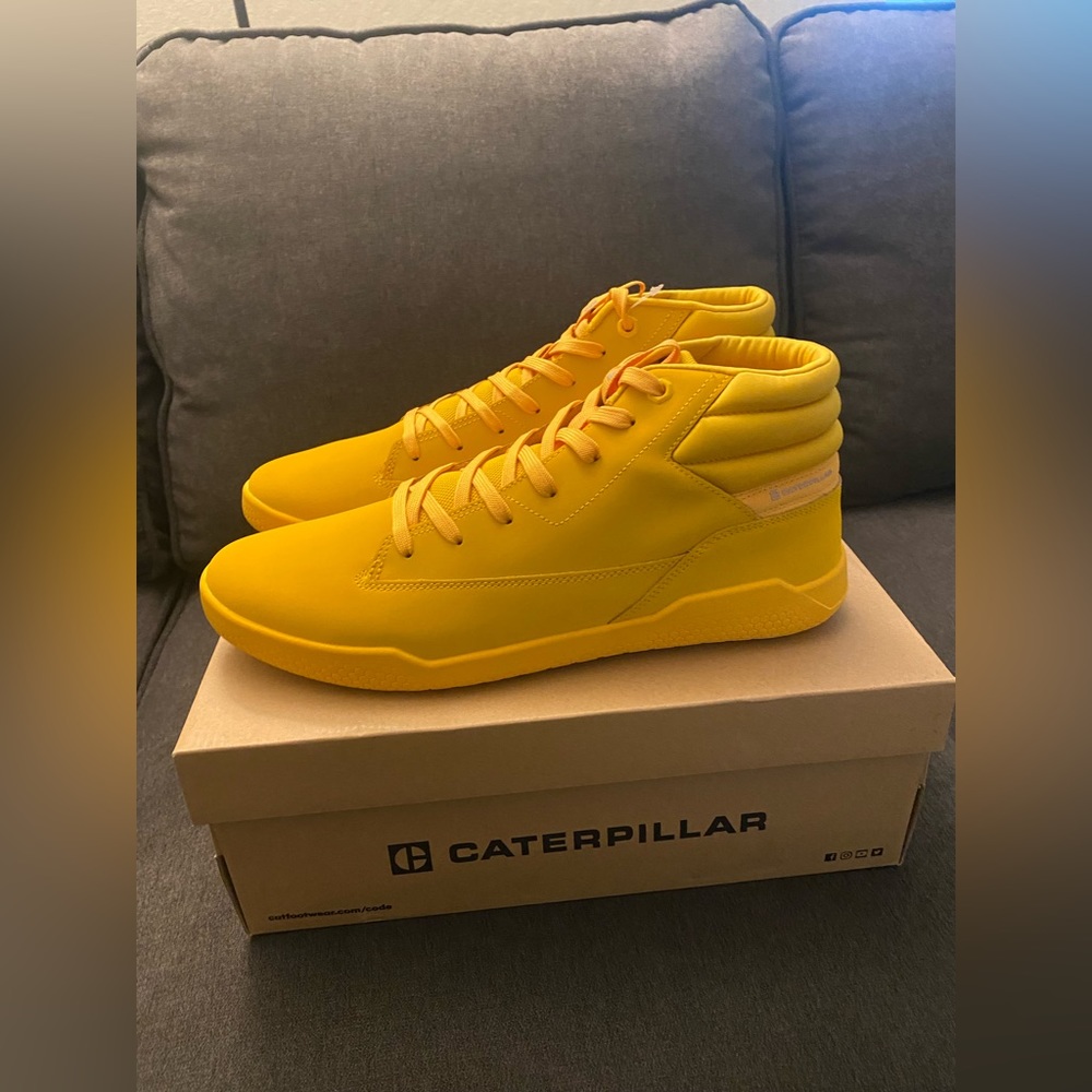Caterpillar water proof high top shoes yellow size 12 BRAND NEW with box